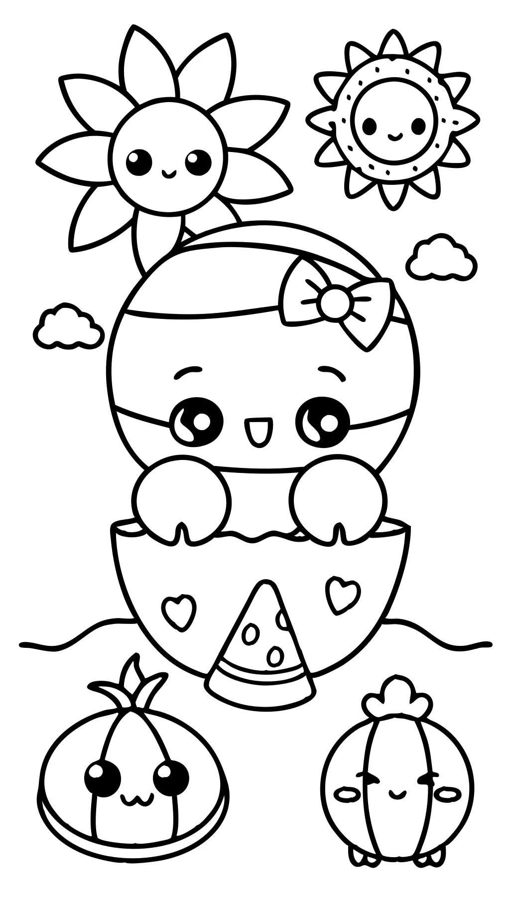 summer kawaii coloring pages